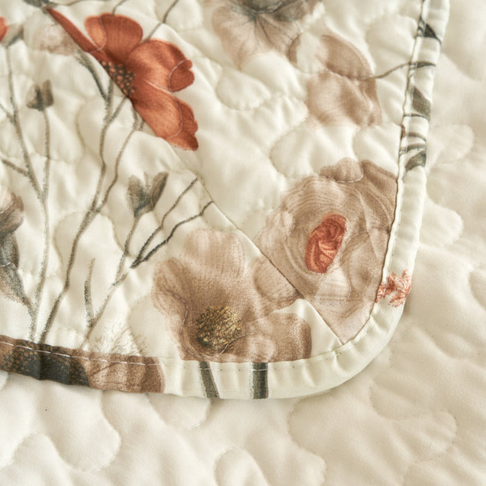 DaDalogy Enchanted Meadow Quilt Set - Victoria Garden Delicate Floral Symphony in Beige, Rose, and Soft Green, Luxuriously Soft Quilted Bedspread Set - DaDa Bedding Collection