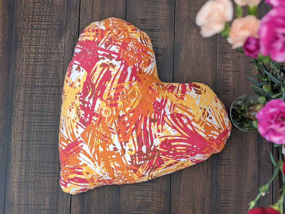 Throw Pillow - DaDa Bedding Hand-Made Sewn Heart Shaped Reversible Lovely Pop of Color Throw Pillow - 16” x 14” - DaDa Bedding Collection
