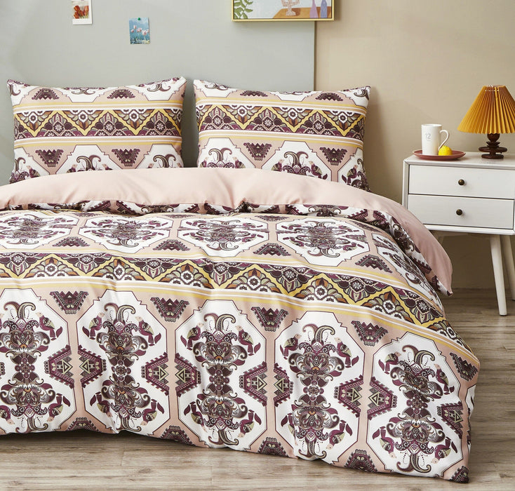 DaDa Bedding Majestic Oriental Kilim Duvet Cover - w/ Pillow Cases Royal Persian Traditional Design Intricate Ornate Ornament Print - DaDa Bedding Collection