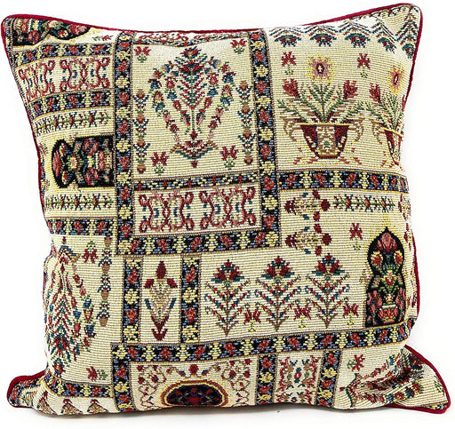 DaDalogy Bedding Light White Mughal Floral Botanical Cottage Fleur Tapestry Throw Pillow Covers 16" (18196) - DaDa Bedding Collection