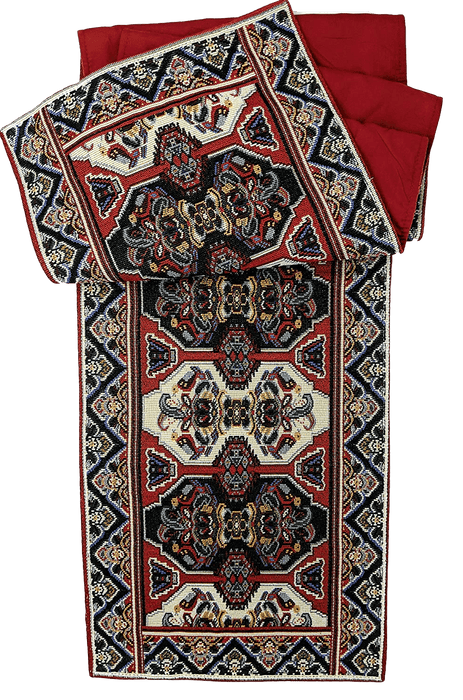 DaDalogy Elegant Majestic Kilim Red Persian Rug Ornate Floral Woven Tapestry Table Runner (18195)