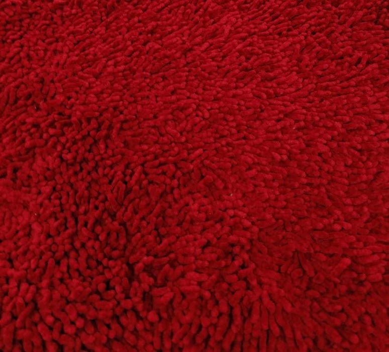 DaDa Bedding Burgundy Red Shaggy Soft Chenille Noodle Carpet Rug Bath Mat