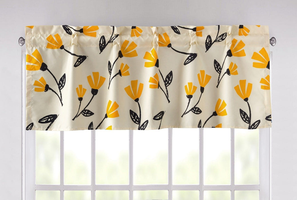 DaDa Bedding Yellow Fleur Floral Golden Orange Ivory Window Curtain Valance - 18" x 52" (18112)