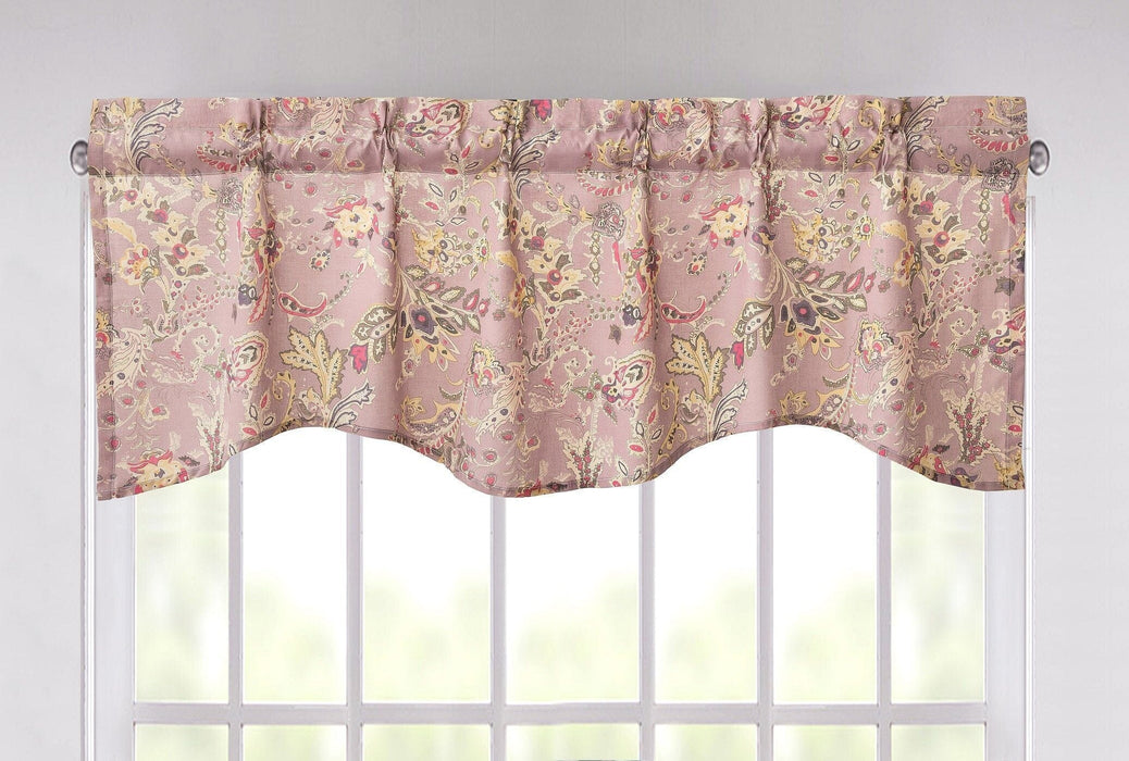 DaDa Bedding Bohemian Purple Burgundy Floral Paisley Window Curtain Valance - 18" x 52" (JHW-868)