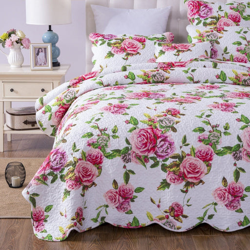 DaDa Bedding Bed in a Bag Bundle Set - Romantic Roses Lovely Blooming Floral Bedding Set (JHW-879) - DaDa Bedding Collection