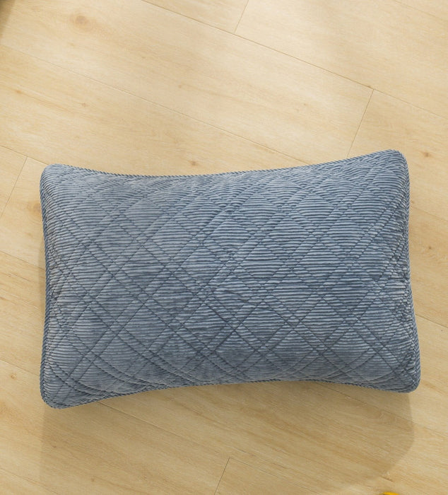 DaDalogy Bedding Slate Blue Grey Velour Corduroy Coverlet Bedspread Set - Queen Size (JHW-952)