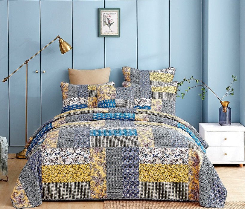 DaDa Bedding Honey Cove Garden Floral Paisley Cottage Patchwork Bedspread Set (JHW-957) - DaDa Bedding Collection
