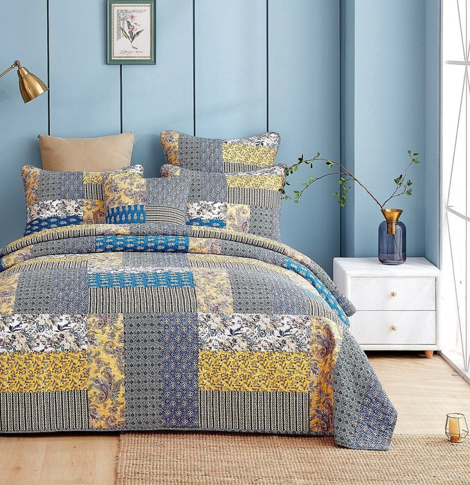DaDa Bedding Honey Cove Garden Floral Paisley Cottage Patchwork Bedspread Set (JHW-957) - DaDa Bedding Collection