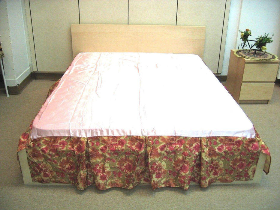 DaDa Bedding Sunrise Hibiscus Floral Dust Ruffle Pleated Satiny Pink Bed Skirt - 14" Drop (BS-BM465L-1) - DaDa Bedding Collection
