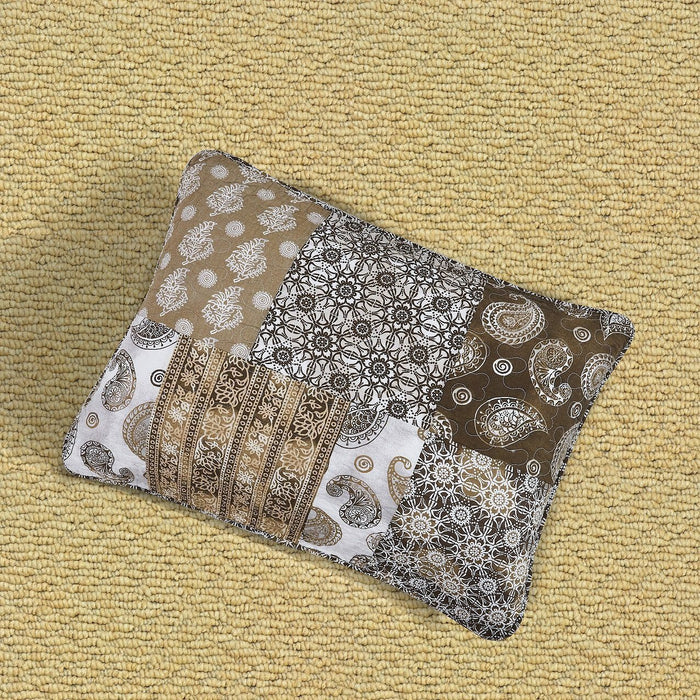 DaDa Bedding Bohemian Olive Brown Moroccan Paisley Floral Filigree Patchwork Cotton Bedspread Set (JHW-885) - DaDa Bedding Collection