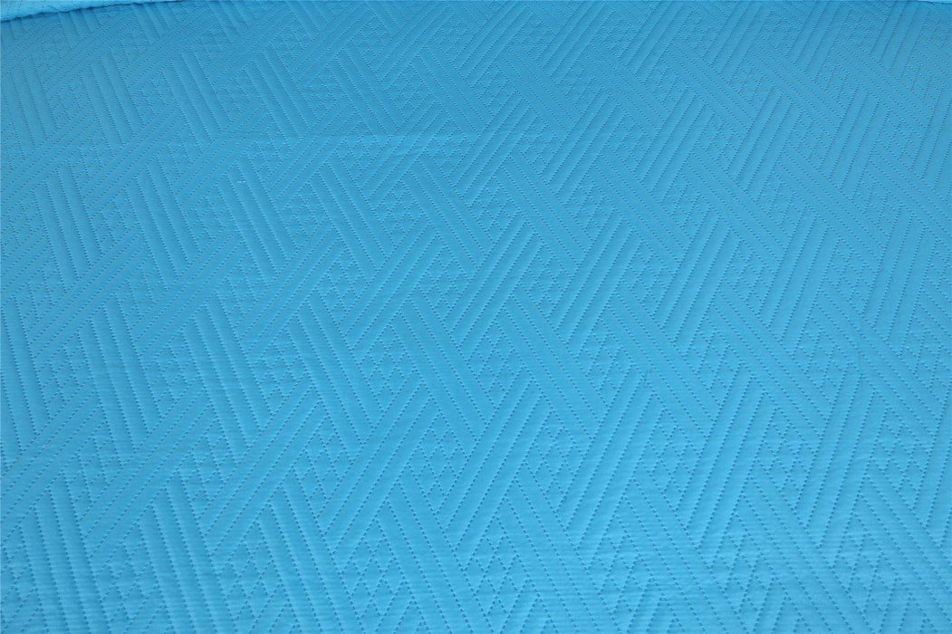 DaDa Bedding Gentle Wave Turquoise Teal Blue Lagoon Lightweight Quilted Bedspread Set (LH3000) - DaDa Bedding Collection