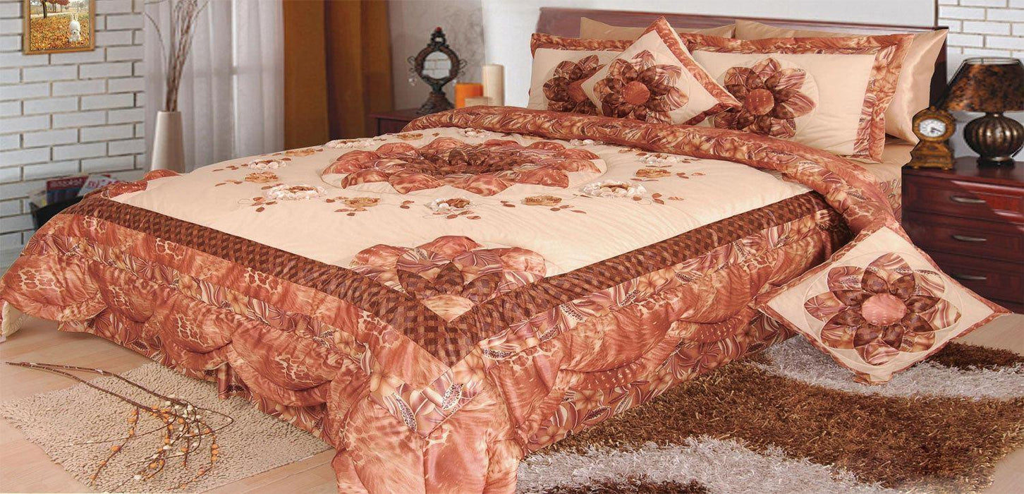 DaDa Bedding Floral Autumn Leaves Warm Bronze Bedspread Comforter Set (BM4304L) - DaDa Bedding Collection