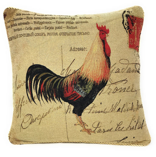 DaDa Bedding Glamorous Country Rooster Elegant Throw Pillow Cushion Cover - 18" - 1-Piece-DaDa Bedding Collection
