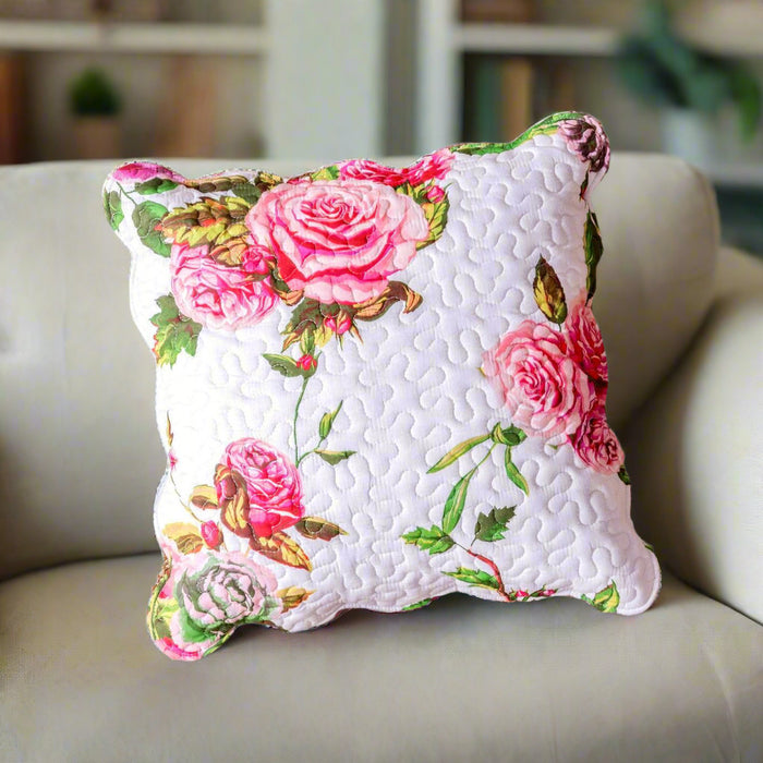 DaDa Bedding Set of 2 Romantic Roses Spring Floral Pink Throw Pillow Covers, 18" (JHW879) - DaDa Bedding Collection