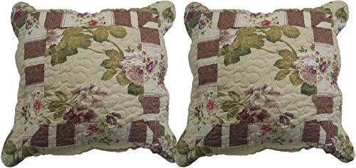 DaDa Bedding Set of Two Rose Garden Square Cushion Covers - 18" - 2-PCS - DaDa Bedding Collection