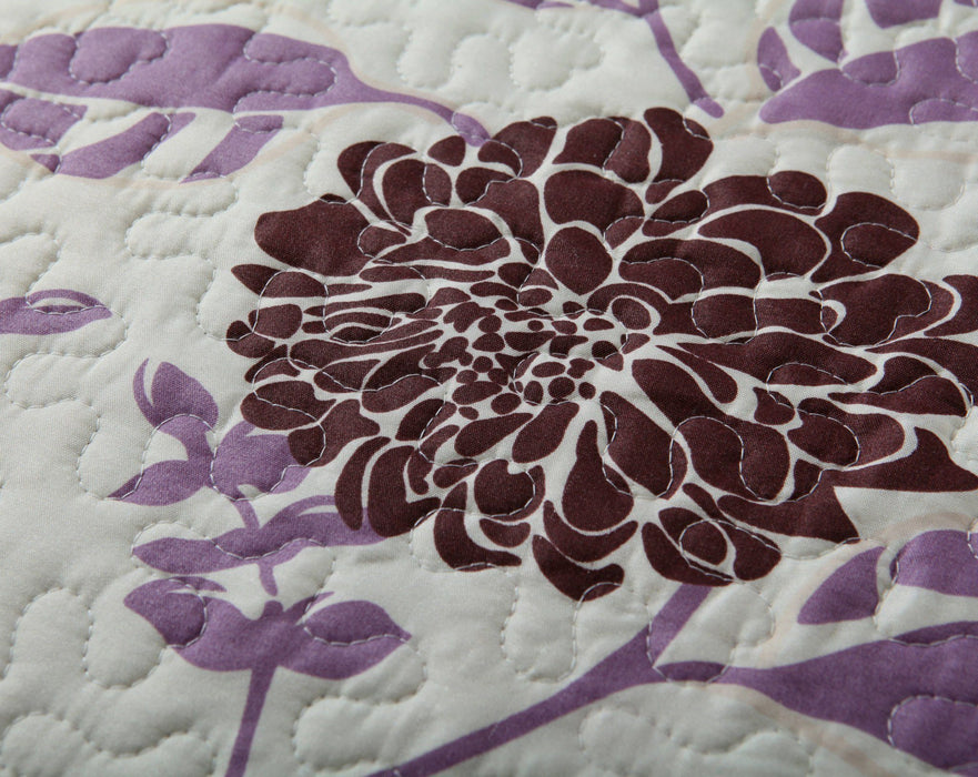 Quilt - DaDa Bedding Bohemian Floral Chrysanthemum Hot Pink Brown Bedspread Set (KBJ1629) - DaDa Bedding Collection