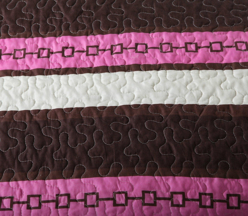 DaDa Bedding Bohemian Purple Blooms Floral Garden Pink Brown Bedspread Set (KBJ1629) - DaDa Bedding Collection