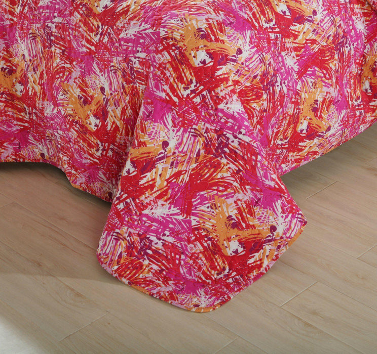 DaDa Bedding Lovely Pop of Colors Lightweight Reversible Quilted Bedspread Set (KBJ1625) - DaDa Bedding Collection