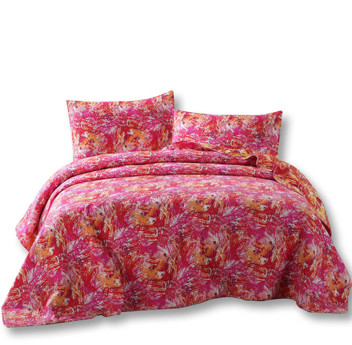 DaDa Bedding Lovely Pop of Colors Lightweight Reversible Quilted Bedspread Set (KBJ1625) - DaDa Bedding Collection