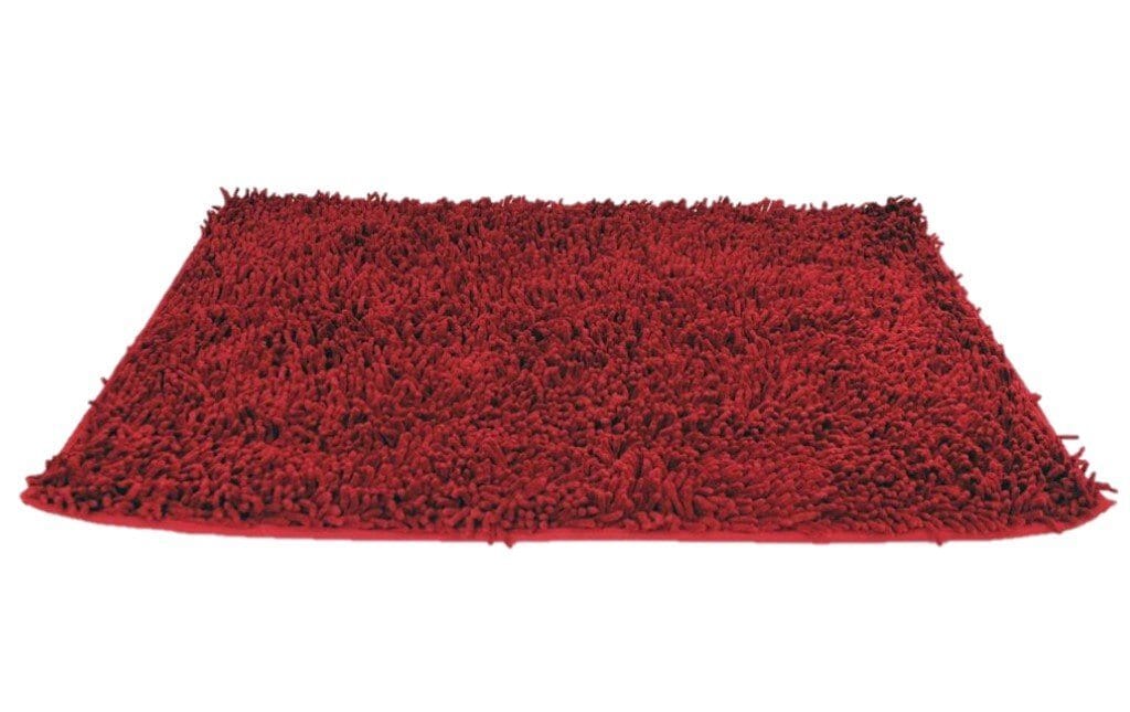 DaDa Bedding Burgundy Red Shaggy Soft Chenille Noodle Carpet Rug Bath Mat