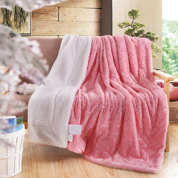 Faux Fur / Sherpa Pink Throw Blanket