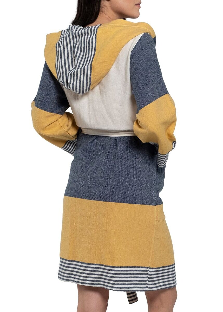 Turkish Cotton Hooded Bathrobe – Lightweight Multi-Color Robe (Shipping fees may apply)