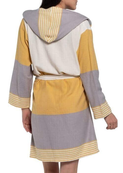 Turkish Cotton Hooded Bathrobe – Lightweight Multi-Color Robe (Shipping fees may apply)