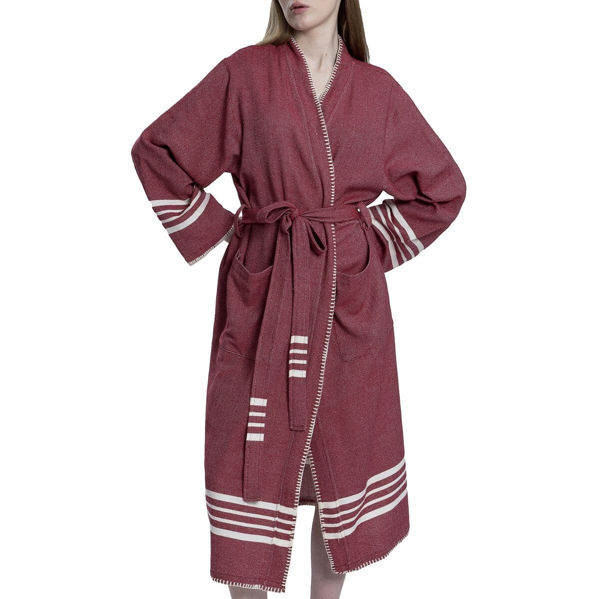 Organic Turkish Cotton Kimono Bathrobe – Lightweight Spa & Home Robe (Shipping fees may apply)