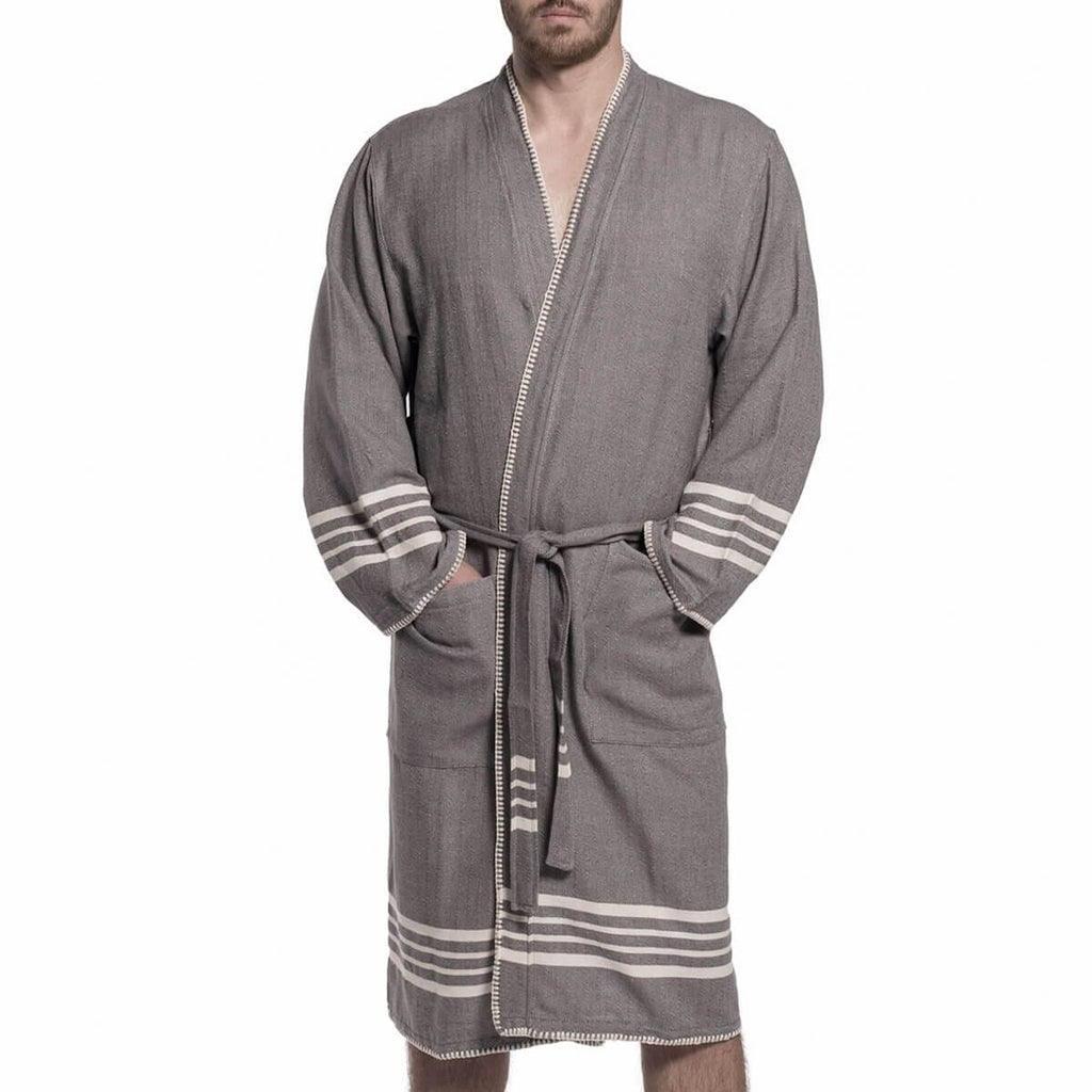 Organic Turkish Cotton Kimono Bathrobe – Lightweight Spa & Home Robe (Shipping fees may apply)