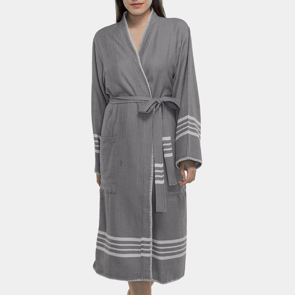 Organic Turkish Cotton Kimono Bathrobe – Lightweight Spa & Home Robe (Shipping fees may apply)