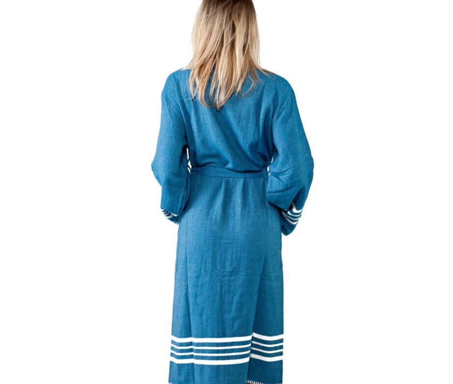 Organic Turkish Cotton Kimono Bathrobe – Lightweight Spa & Home Robe (Shipping fees may apply)