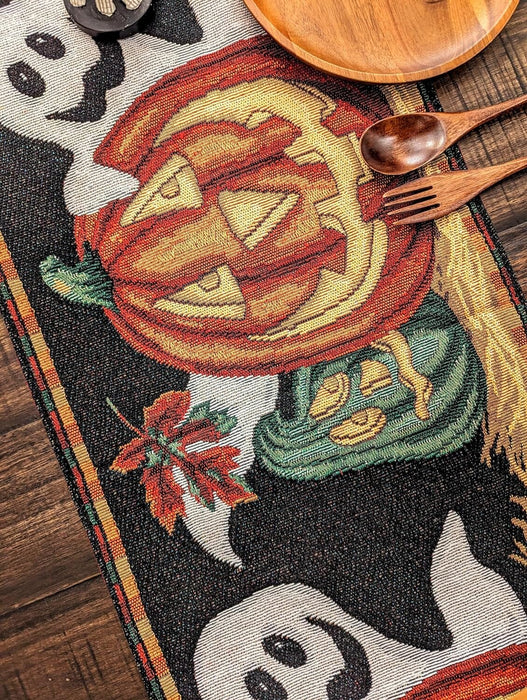 DaDa Bedding Halloween Pumpkins Table Runner, Harvest Orange Tapestry (12914)