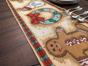 DaDa Bedding Gingerbread Snowman Holiday Woven Tapestry Dining Table Runner (12917) - DaDa Bedding Collection