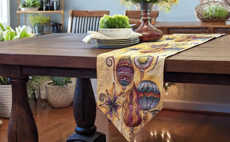 DaDa Bedding Bohemian Ornaments Colorful Holiday Lanterns Tapestry Dining Table Runner (14916) - DaDa Bedding Collection