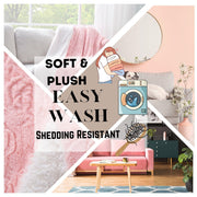 DaDa Bedding Luxury Blossom Pink Rose Buds Pink Sherpa Backside Faux Fur Throw Blanket (BL-171752) - DaDa Bedding Collection