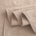 DaDa Bedding Elegant Fringed Cotton Quilted Throw Blanket - Luxurious Solid Soft Paisley Pattern, Cozy Lightweight Lap Throw, Perfect for Couch or Bed, Neutral Sandy Taupe Tan Beige, 50x60 Inches - DaDa Bedding Collection