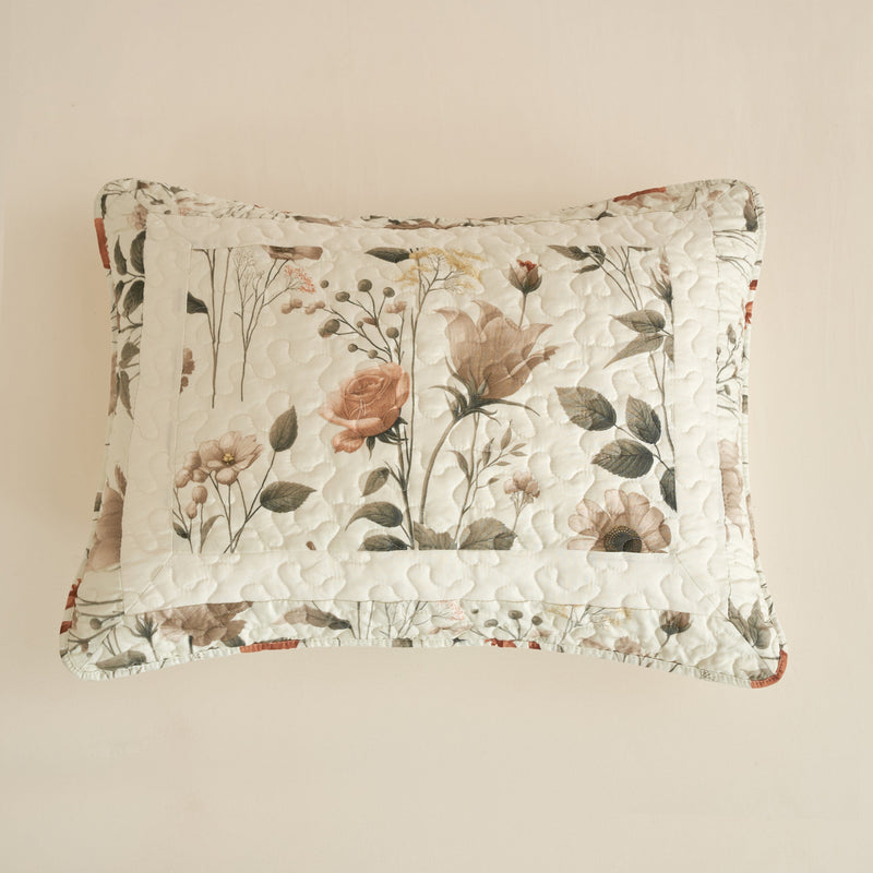 DaDalogy Enchanted Meadow Quilt Set - Victoria Garden Delicate Floral Symphony in Beige, Rose, and Soft Green, Luxuriously Soft Quilted Bedspread Set - DaDa Bedding Collection