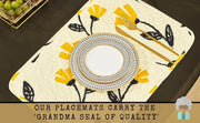 DaDa Bedding Botanical Floral Dining Table Placemats - Set of 4-Pieces Quilted Ivory with Yellow Fleur Golden Orange Spring Time Tulips - 13 x 19 - DaDa Bedding Collection