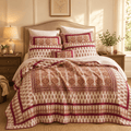 DaDa Bedding Bohemian Moroccan Tear Drop Rubies Paisley Cotton Bedspread Set (JHW-653)