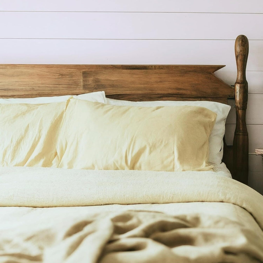 DaDa Bedding Ultra-Soft Microfiber Pillowcases - 2 Pack - Soft, Breathable, Luxury, Light Yellow