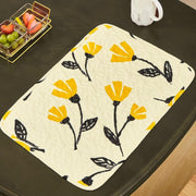 DaDa Bedding Botanical Floral Dining Table Placemats - Set of 4-Pieces Quilted Ivory with Yellow Fleur Golden Orange Spring Time Tulips - 13 x 19 - DaDa Bedding Collection