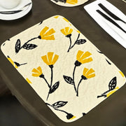 DaDa Bedding Botanical Floral Dining Table Placemats - Set of 4-Pieces Quilted Ivory with Yellow Fleur Golden Orange Spring Time Tulips - 13 x 19 - DaDa Bedding Collection