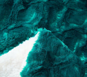 DaDa Bedding Mermaid Scales Emerald Green Blue w/ Sherpa Backside Faux Fur Throw Blanket (BL-171805) - DaDa Bedding Collection