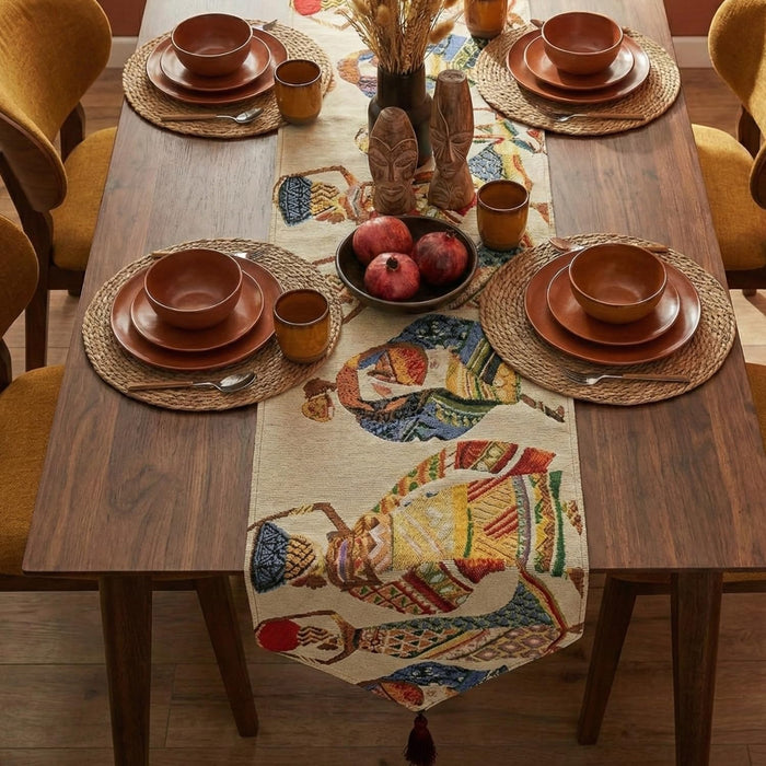 DaDa Bedding Dancing Women African Dreams Elegant Woven Tapestry Dining Table Runner (18117)