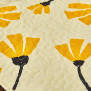 DaDa Bedding Botanical Floral Dining Table Placemats - Set of 4-Pieces Quilted Ivory with Yellow Fleur Golden Orange Spring Time Tulips - 13 x 19 - DaDa Bedding Collection