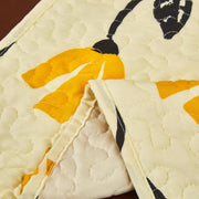 DaDa Bedding Botanical Floral Dining Table Placemats - Set of 4-Pieces Quilted Ivory with Yellow Fleur Golden Orange Spring Time Tulips - 13 x 19 - DaDa Bedding Collection