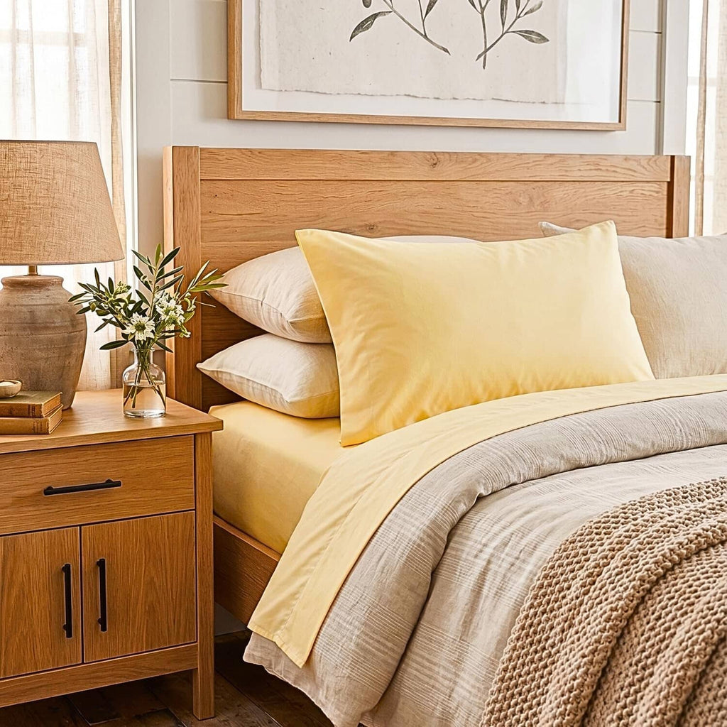 DaDa Bedding Ultra-Soft Microfiber Pillowcases - 2 Pack - Soft, Breathable, Luxury, Light Yellow