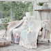 DaDa Bedding Cotton Cottage Floral Patchwork Quilted Throw Blanket - Reversible Hint of Mint - Ruffle Pastel Light Pink Blue/Green - 50 x 60 - DaDa Bedding Collection