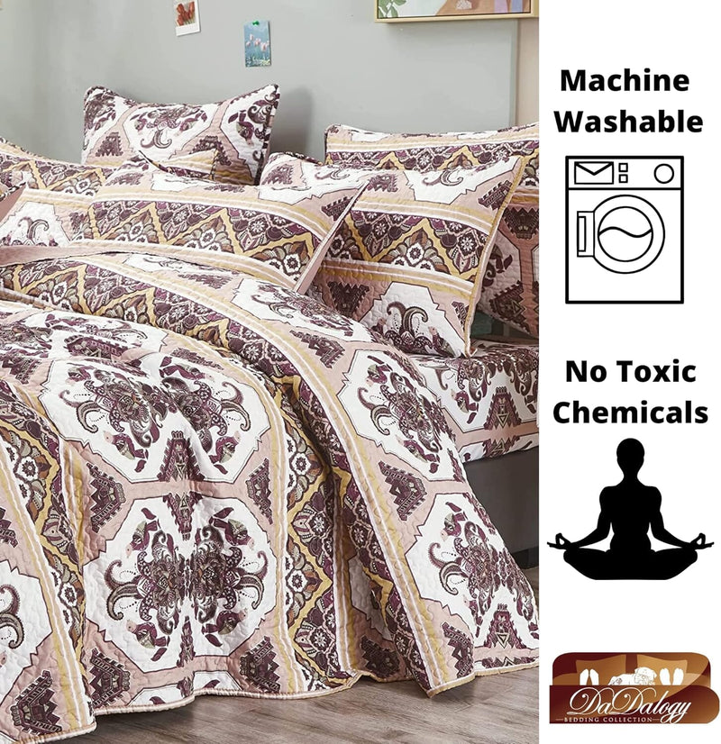 DaDa Bedding Majestic Oriental Kilim Bedspread - Royal Persian Traditional Design Intricate Ornate Ornament Print Coverlet w/ Shams
