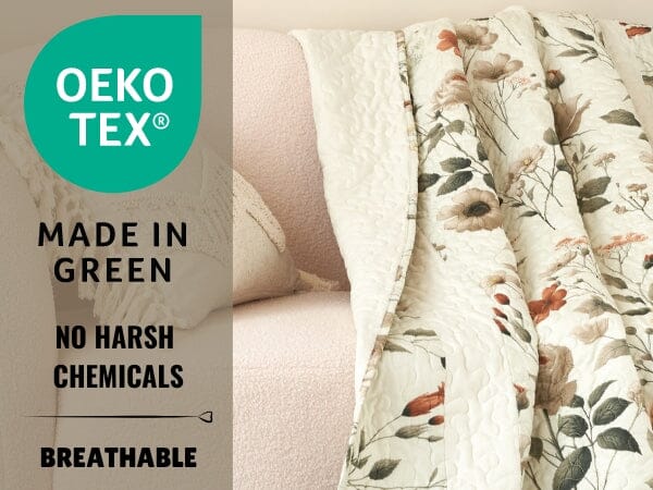 DaDa Bedding Collection Enchanted Meadow Reversible Floral Cozy Lightweight Lap Throw - Perfect for Couch or Bed, Beige Victorian Garden Pallete, All-Season Comfort, Machine Washable, 50x60 Inches - DaDa Bedding Collection